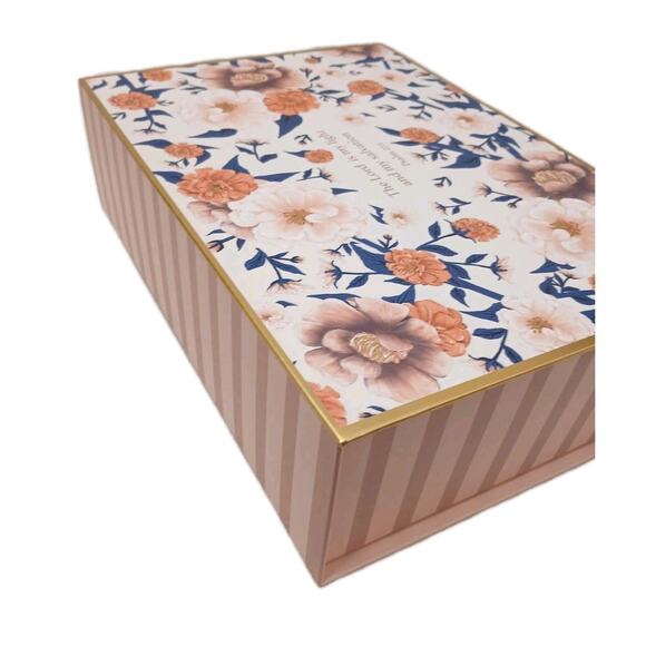 Pooch & Sweetheart STORAGE Box 12.5 x9 Floral Stripes Bible Verse Gift Victorian - Picture 13 of 16